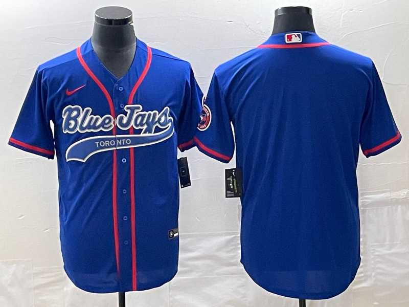 Mens Toronto Blue Jays Blank Blue Cool Base Stitched Baseball Jersey